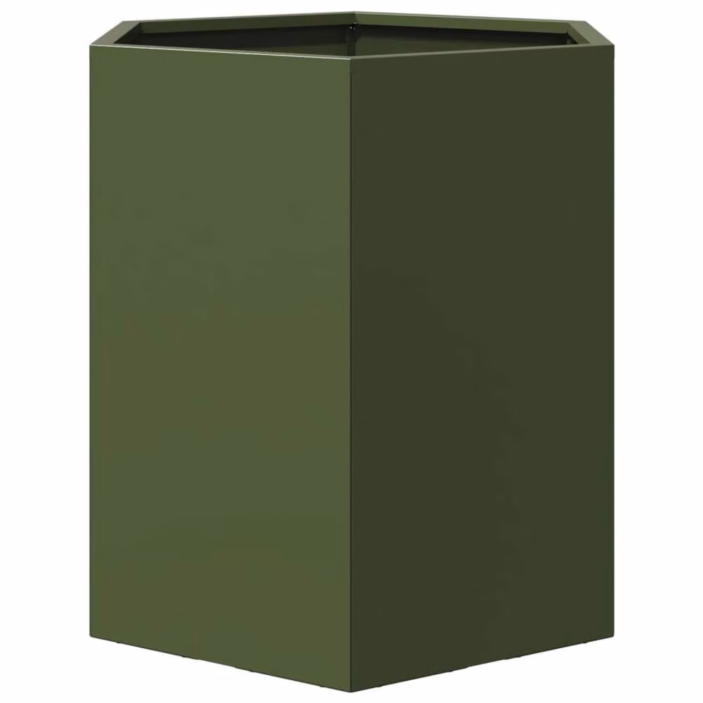 Berkfield Home Garden Hexagon Steel Planter Set, 2 Pieces, Green, W: 46 cm, D: 40 cm, H: 45 cm – 6