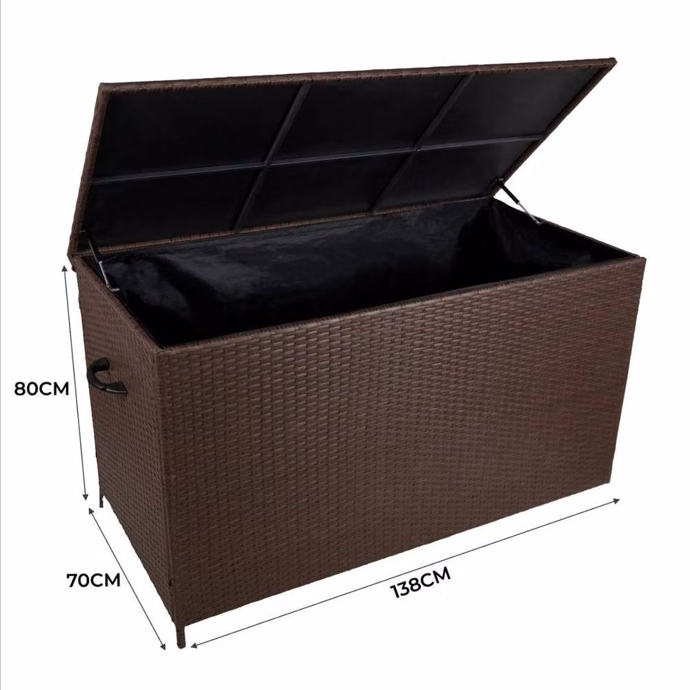 FLAVORA Brown Garden Storage Box with Large Cushion W/D/H: 100 x 15 x 138 cm – 2