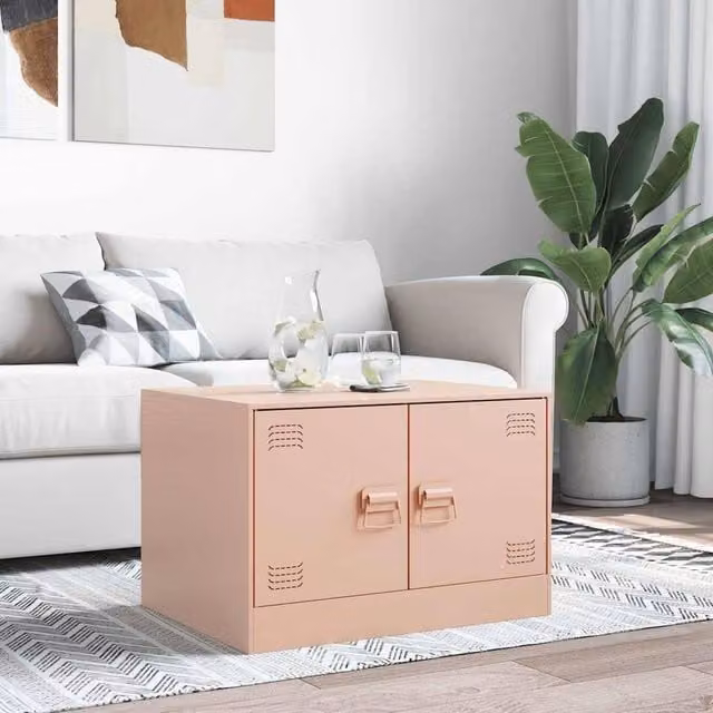 Berkfield Home Sturdy Pink Metal Coffee Table W/D/H: 67 x 50 x 44 cm – 1
