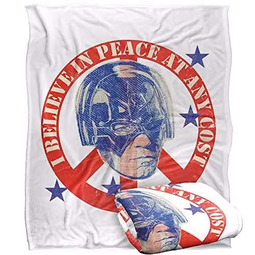 Warner Brothers Peacemaker Super Soft Microfibre Fleece Throw Blanket, White, W/D: 152 x 127 cm