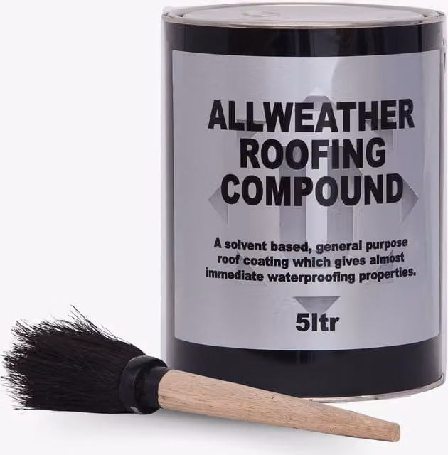 Novecrafto Black Flat Roof Waterproofing Compound 5L with Application Brush