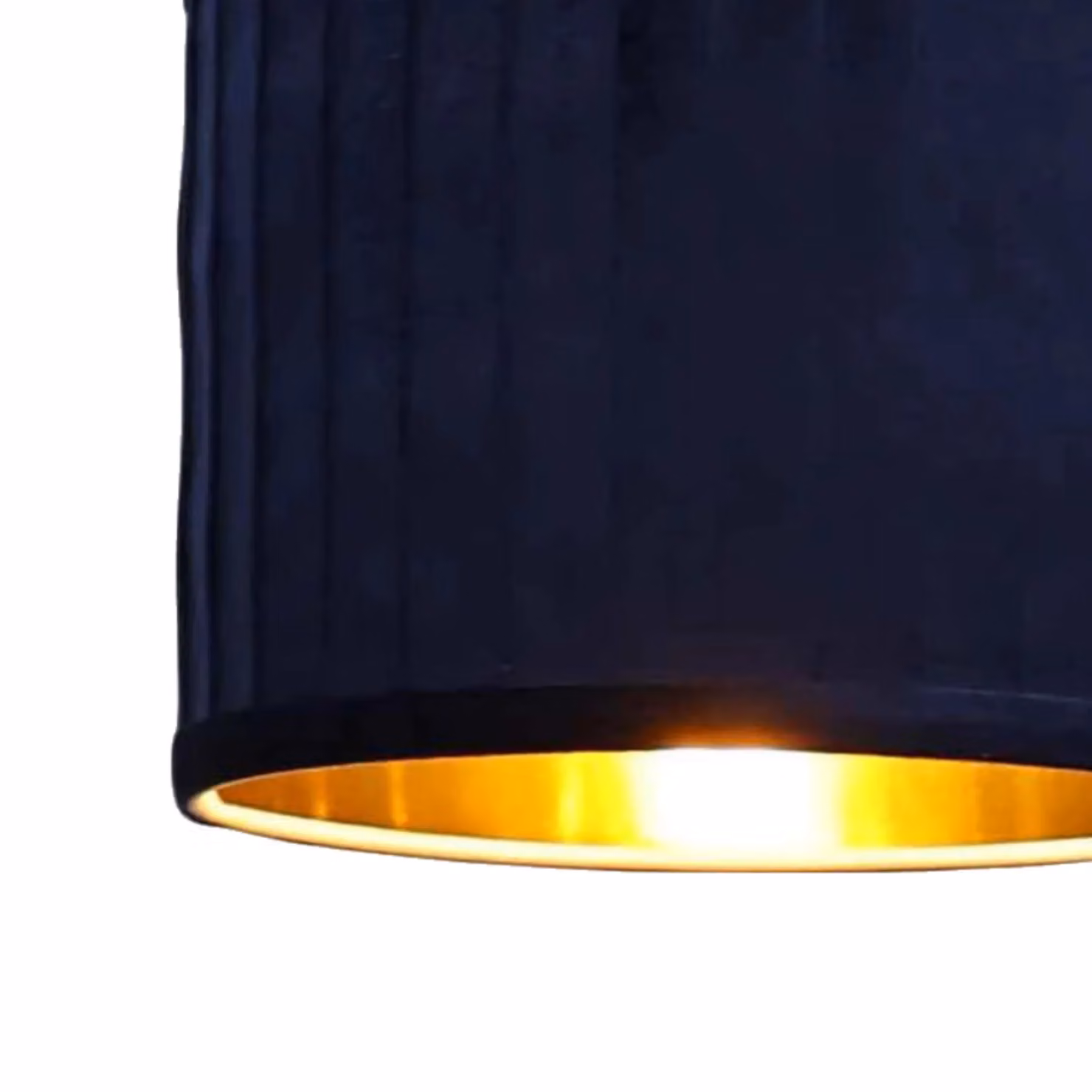 First Choice Lighting Sundance Navy Blue Velvet Pleated Round Lamp Shade with Gold Inner, Diameter: 25 cm – 2
