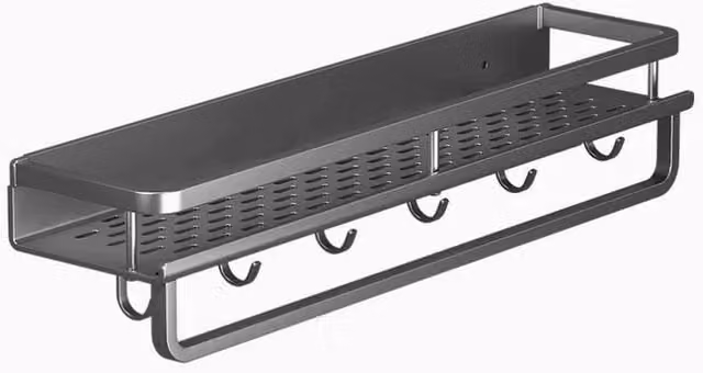 SPETLEK Wall Mounted Metal Kitchen Spice and Utensil Rack in Matt Black – 1