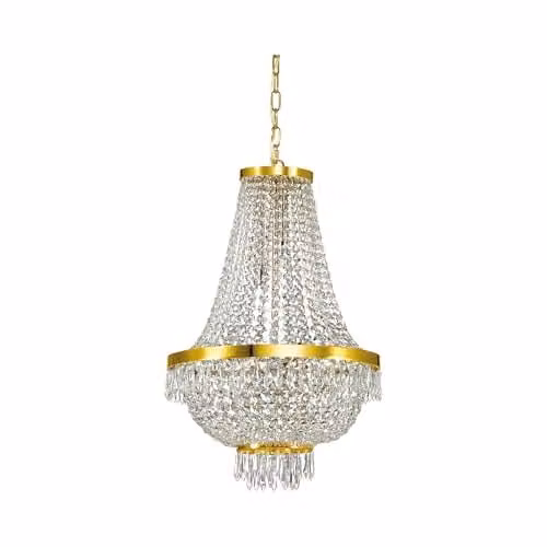 Netlighting Caesar 9 Light Crystal Chandelier in Gold Finish with G9 Bulbs