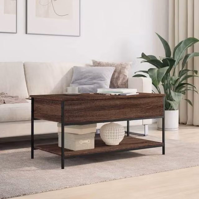 Berkfield Home Brown Oak Decorative Coffee Table with Lift Mechanism, W/D/H: 100 x 50 x 50 cm – 1