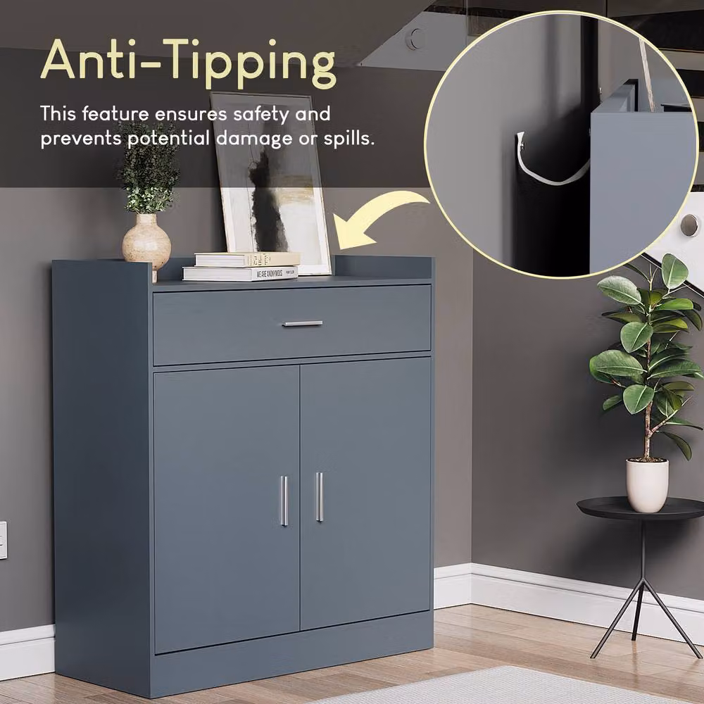HD Designs Dalby Modern 2 Door 1 Drawer Shoe Cabinet in Grey – 3