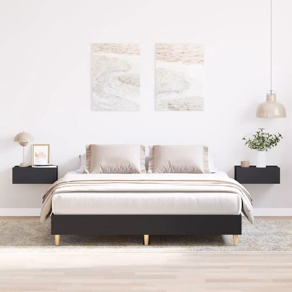 Berkfield Home King Size Bed Frame in Black, Engineered Wood, W/D/H: 150 x 200 cm – 2