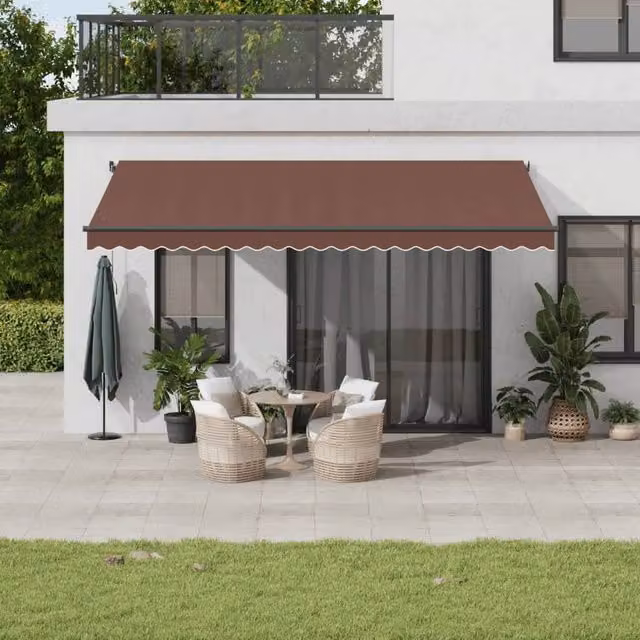 Berkfield Home Manual Retractable Aluminium Awning in Brown, W: 500 cm, D: 300 cm