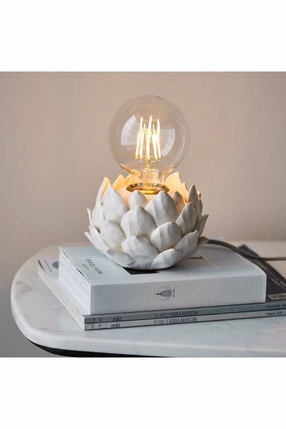 Netlighting Artichoke Table Lamp in Oatmeal Crackle Glaze with Antique Brass and Gold Plate – 2