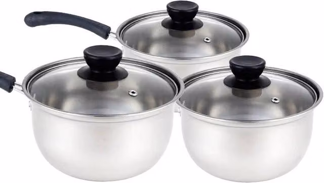 Kelvenix 3-Piece Non-Stick Saucepan and Cookware Set in Silver