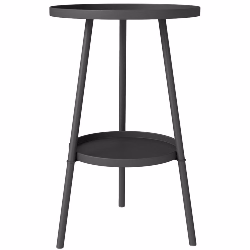 VOGREX Round 2-Tier Metal Garden Side Table, Black – 5