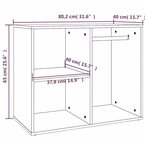 vidaXL Modern Dressing Cabinet in Brown Oak, Bedroom Storage Cupboard with Internal Shelves, W/D/H: 80 x 40 x 65 cm – 3