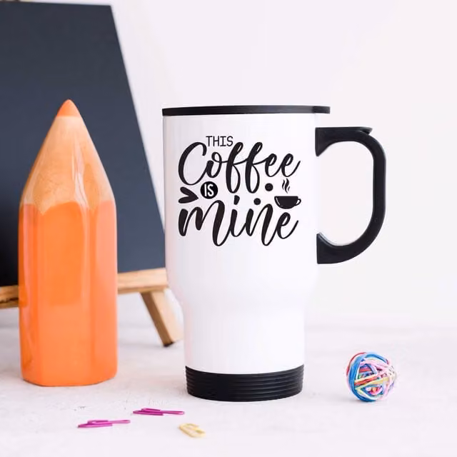 60 Second Makeover Limited This Coffee Is Mine Metal Travel Mug in White – 1