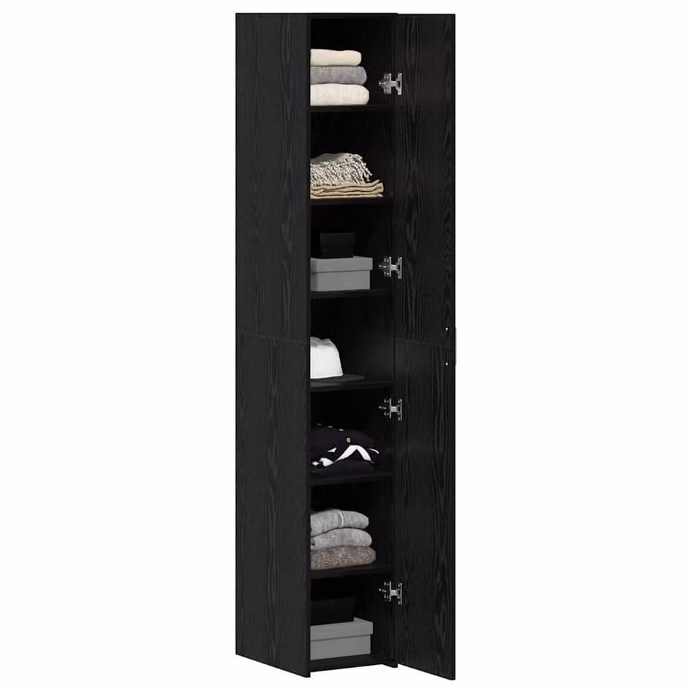 Berkfield Home Modern Black Oak Highboard with Hinged Doors and Internal Shelves, W: 30 cm, D: 42.5 cm, H: 185 cm – 3