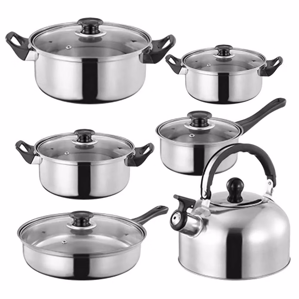 SPETLEK 12-Piece Stainless Steel Induction Pan Set with Glass Lids in Silver – 2
