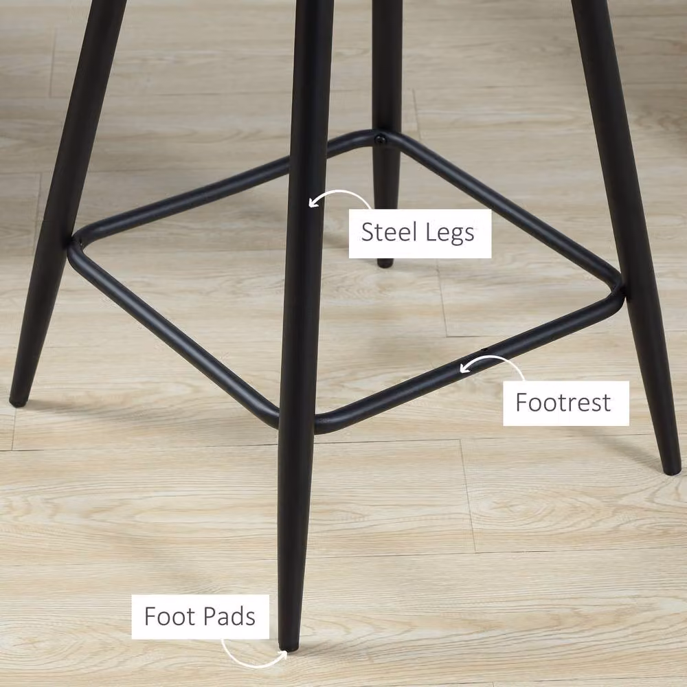 STILVORA Set of 2 Modern Grey Bar Stools with Metal Frame – 7