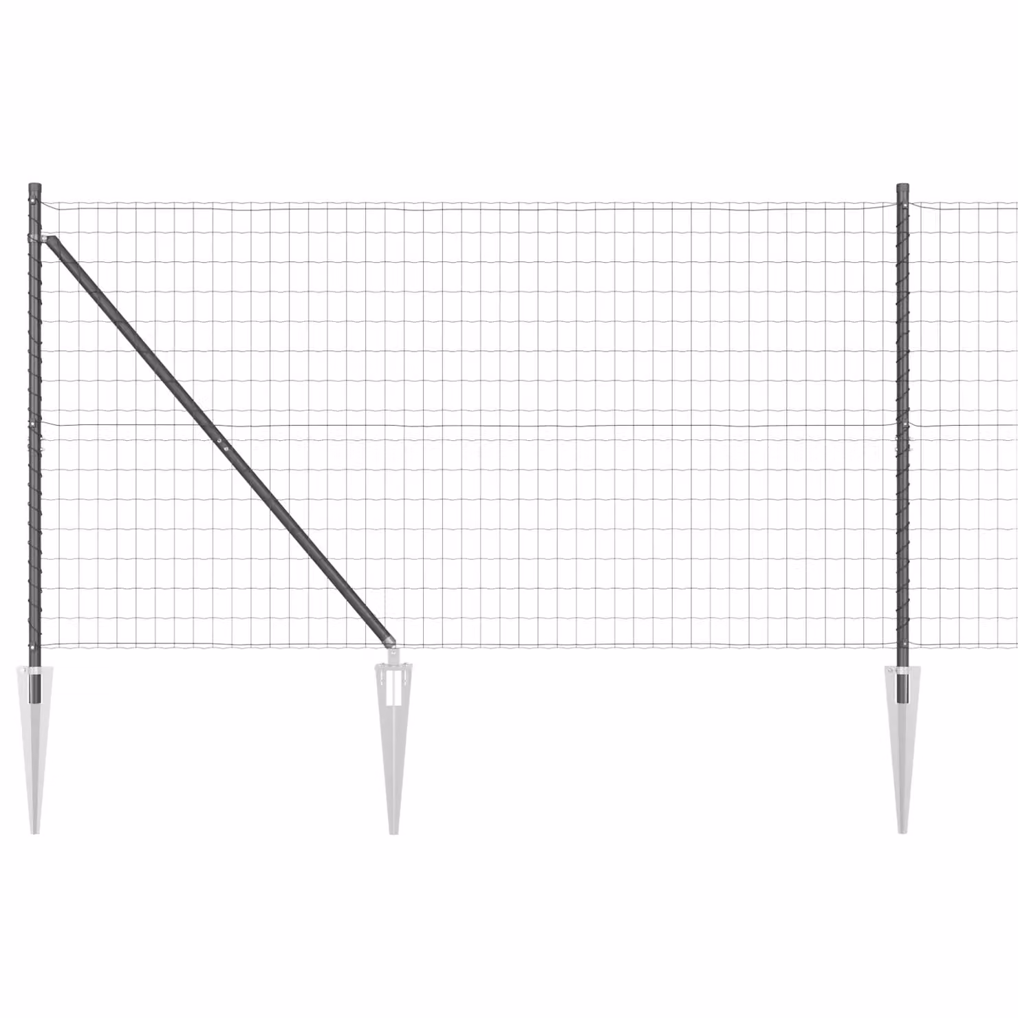 Berkfield Home Euro Fence with 7 Spike Posts, Galvanised Steel, Grey and Silver, W: 10 m, H: 1.4 m – 2