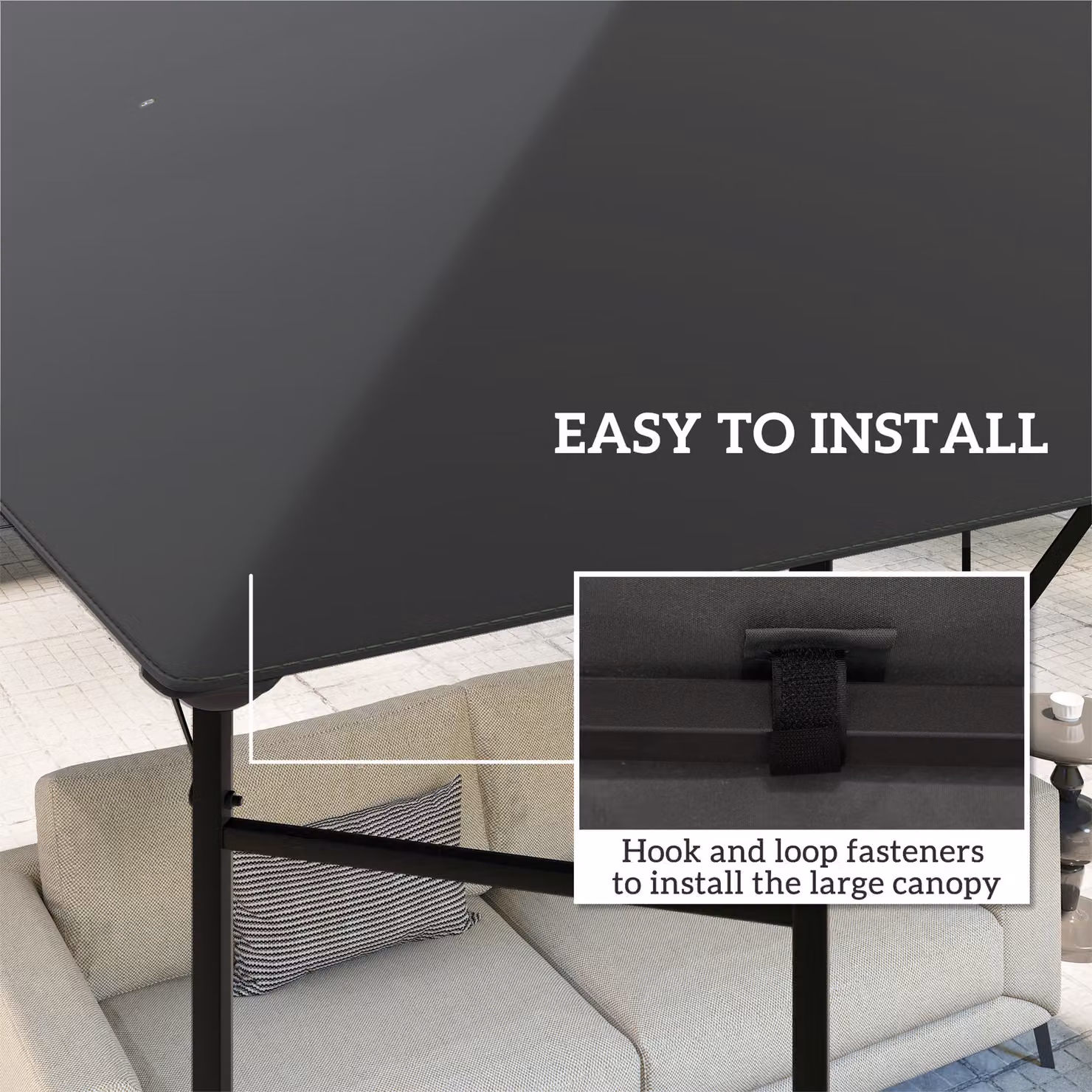 Outsunny Grey Gazebo Canopy Replacement Cover with Drain Holes, UPF 50+ Polyester Roof Cover – 4