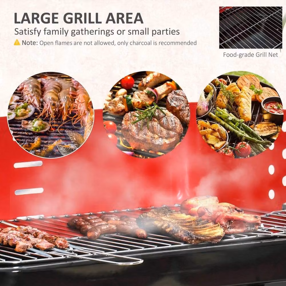 NESTLUNE Foldable Charcoal Trolley Barbecue in Black W/D/H: 100 x 15 x 84 cm – 3