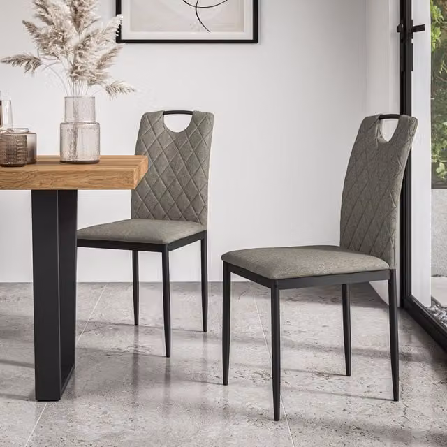 More4Homes Monza Set of 4 Modern Fabric Dining Chairs with Metal Legs in Grey