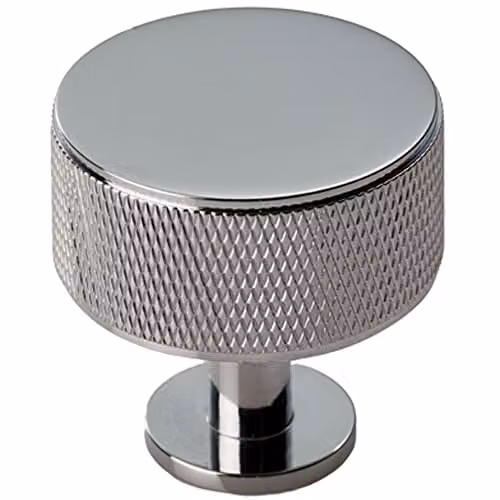 Loops Knurled Radio Cupboard Door Knob in Polished Chrome