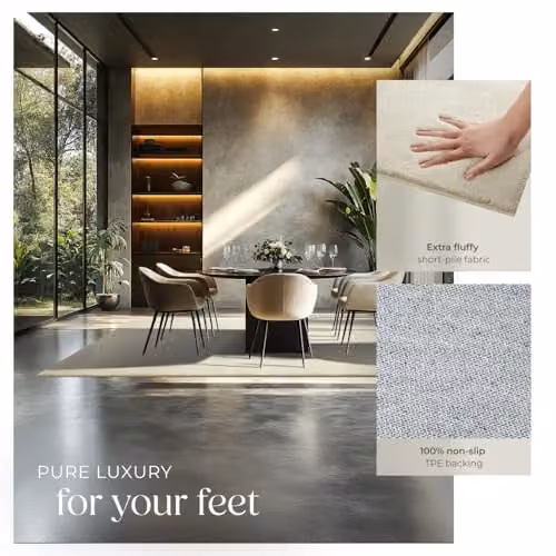 tectake Zonelle Fluffy Rug in Beige, Washable and Allergy-Friendly Short-Pile Polyester, W/D: 200 x 290 cm – 4