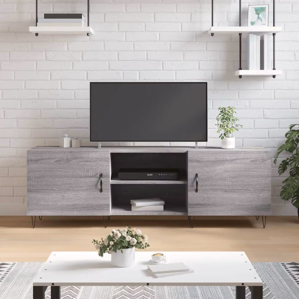 Berkfield Home Modern Grey Sonoma TV Cabinet W/D/H: 150 x 30 x 50 cm – 2