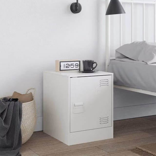 Berkfield Home Stylish White Metal Bedside Cabinet W/D/H: 34.5 x 39.0 x 44.0 cm – 1