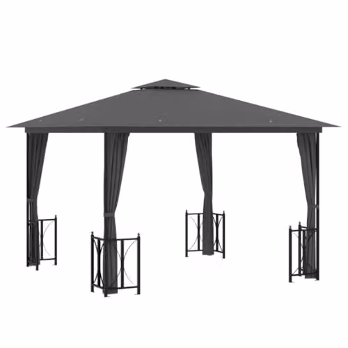vidaXL Gazebo with Sidewalls and Double Roof, Anthracite, W/D/H: 300 x 300 x 265 cm