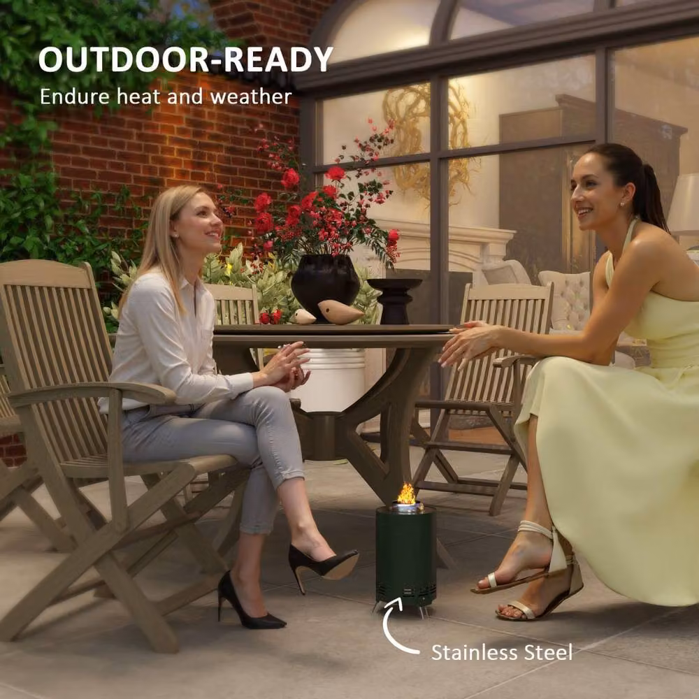 Wyld Haus Balatti Small Tabletop Smokeless Fire Pit, Green, Stainless Steel – 8