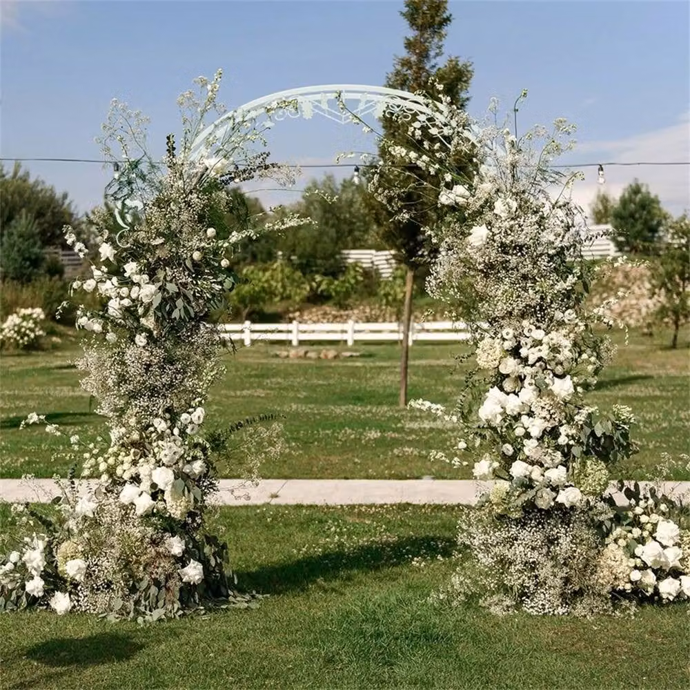 NESTLUNE White Metal Wedding Arch Stand Garden Backdrop W: 100 cm, D: 15 cm – 2