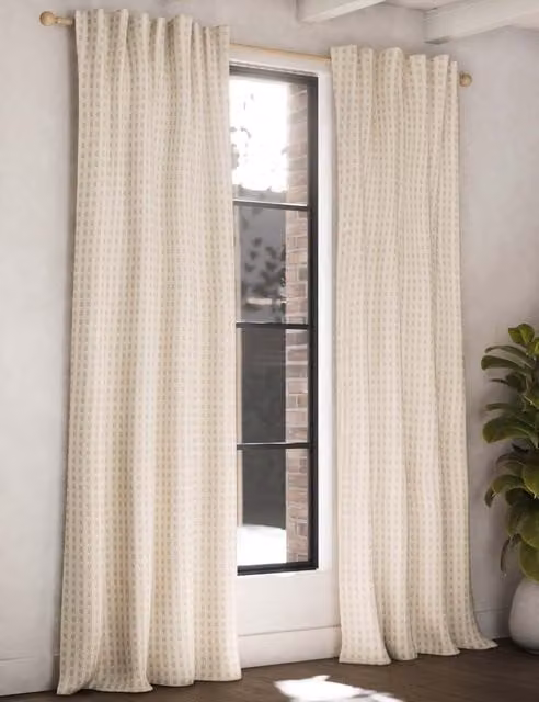 M&S Chenille Gingham Checked Blackout Curtains in Black and Beige, H: 183 cm x W: 168 cm
