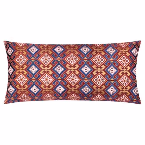 Paoletti Laurel Velvet Rectangular Cushion in Red and Gold, W: 60 cm, H: 30 cm, D: 30 cm – 1
