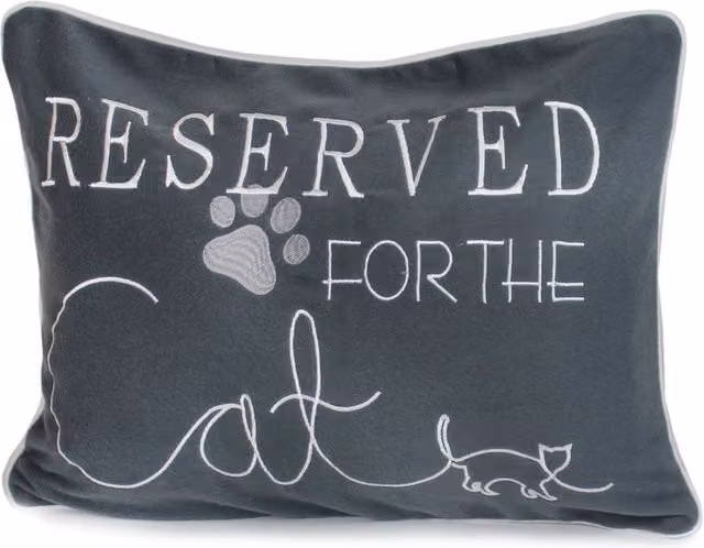 Peggy Wilkins Reserved for Cat Decorative Grey Fleece Scatter Cushion, W: 44 cm, H: 32 cm – 4