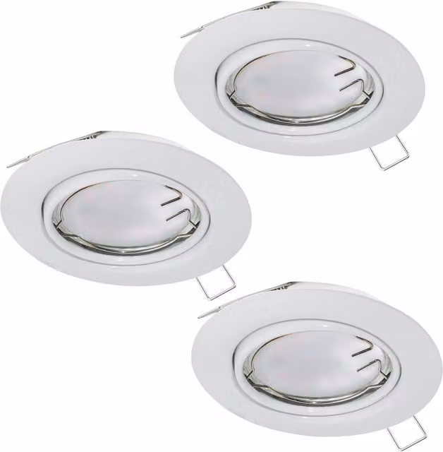 Loops 3 Pack White Metal Flush Ceiling Downlights with Adjustable GU10 Bulbs