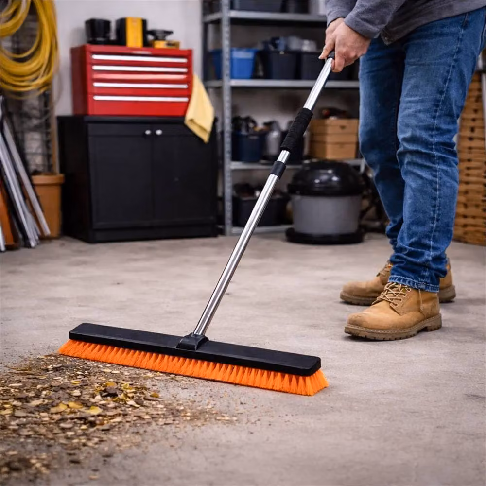 Nordara Stiff Garden Broom in Silver and Orange, Width: 60 cm – 2