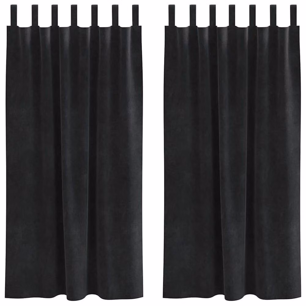 Berkfield Home Modern Blackout Velvet Curtains with Hanging Loops, 2 Pack, Black, H 175 x W 140 cm – 3