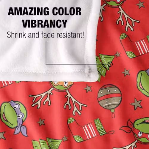 LOGOVISION Nickelodeon TMNT Christmas Pattern Super Soft Silky Feel Fleece Blanket, Multicolour, W: 91.44 cm x D: 147.32 cm – 4