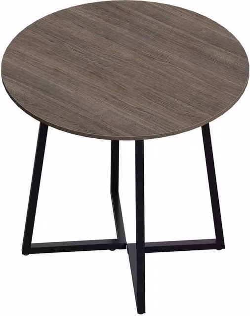FLAVORA Grey and Brown Round Industrial Style Dining Table with Metal Legs, Diameter: 80 cm – 1