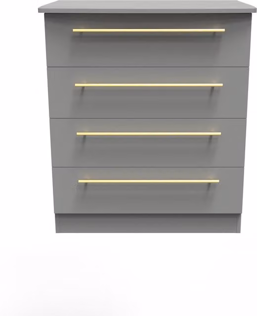 Helmsley 4 Drawer Chest in Dark Grey with Gold Accents, Ready Assembled – 1