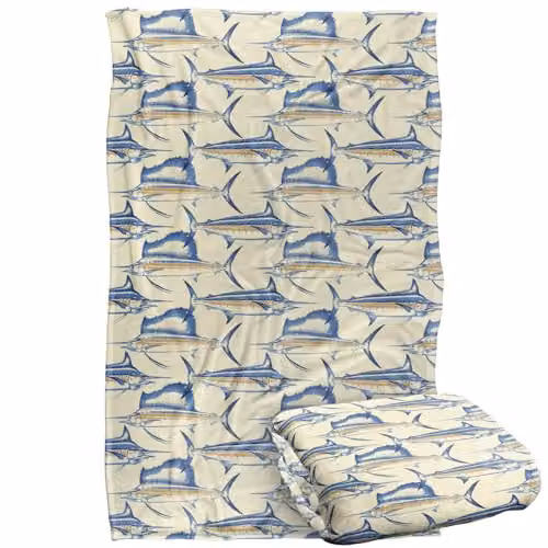JQ Licensing Billfish Fishing Pattern 2 Silky Touch Super Soft Fleece Throw Blanket, Multicolour, W: 91 cm, D: 147 cm