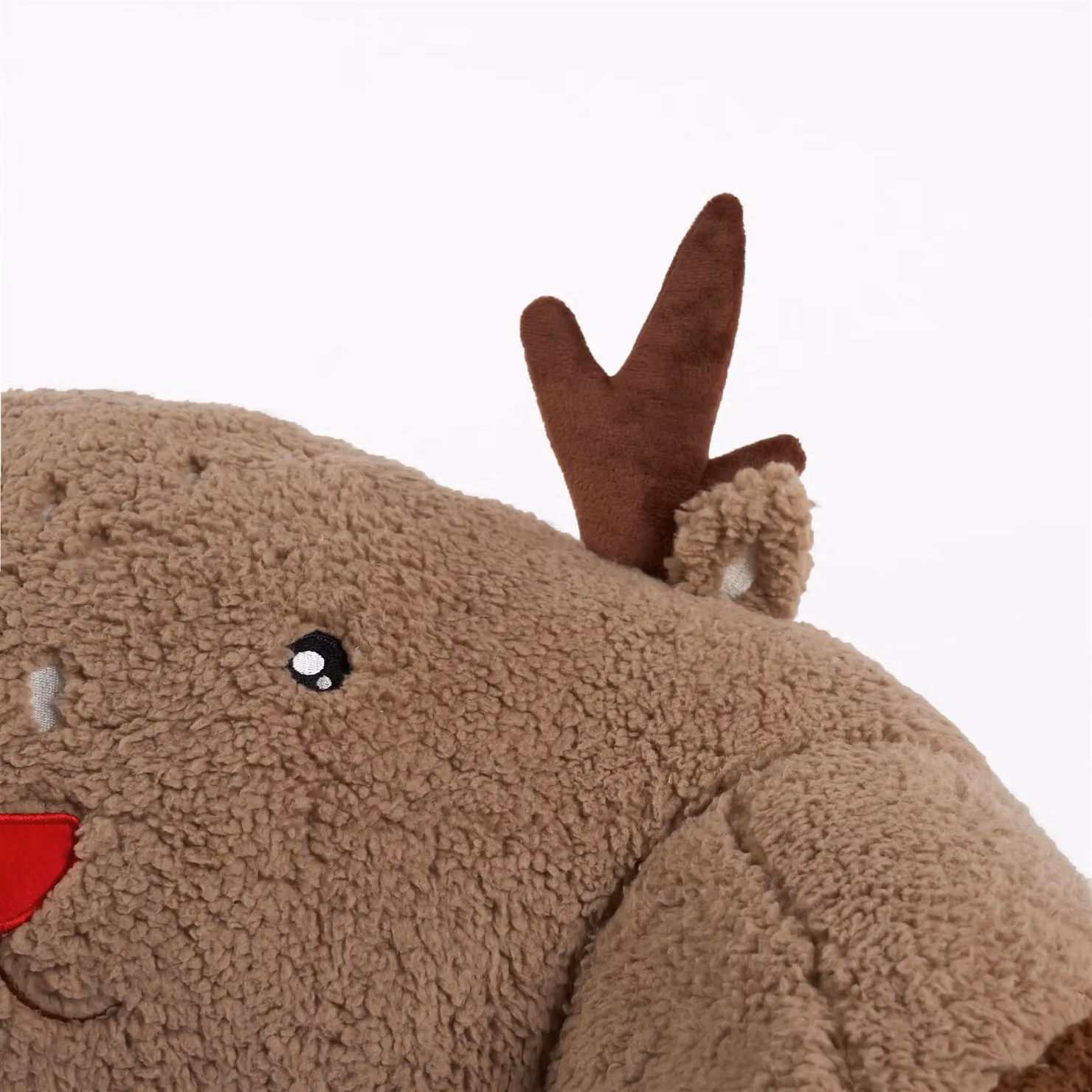 OHS Reindeer Character Kids Cuddle Cushion in Brown Teddy Fleece Wedge Reading Pillow – 3