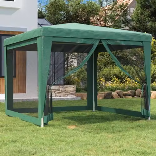 vidaXL Party Tent in Green with 4 Mesh Sidewalls, W 3 x D 3 m – 2