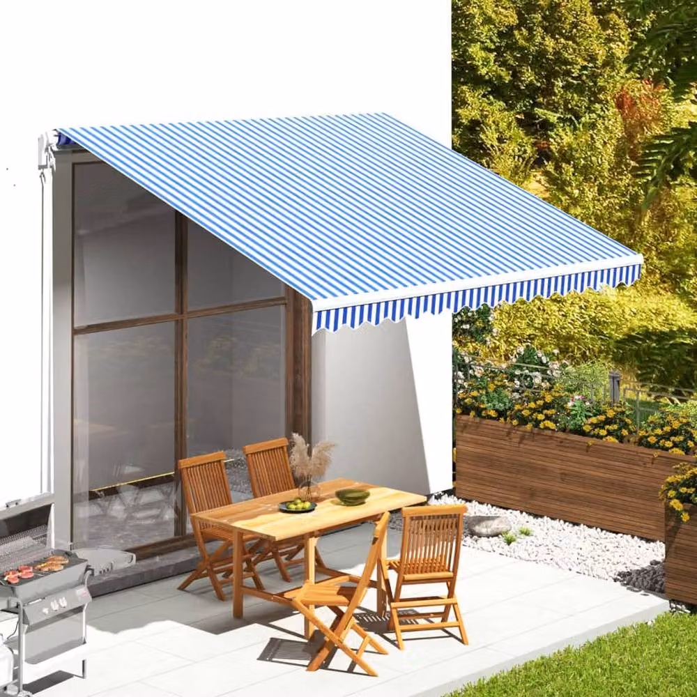 Berkfield Home Replacement Polyester Awning Fabric in Blue and White, W x D: 4 x 3.5 m – 2
