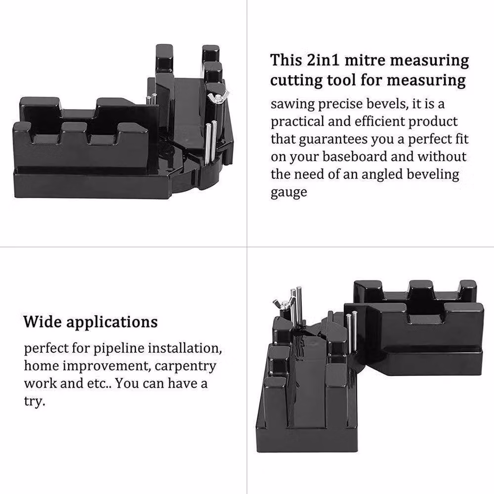 NESTLUNE 2-in-1 Mitre Measuring Tool for Sawing Mitre Angles, Black, W: 10000 mm, H: 520 mm – 4