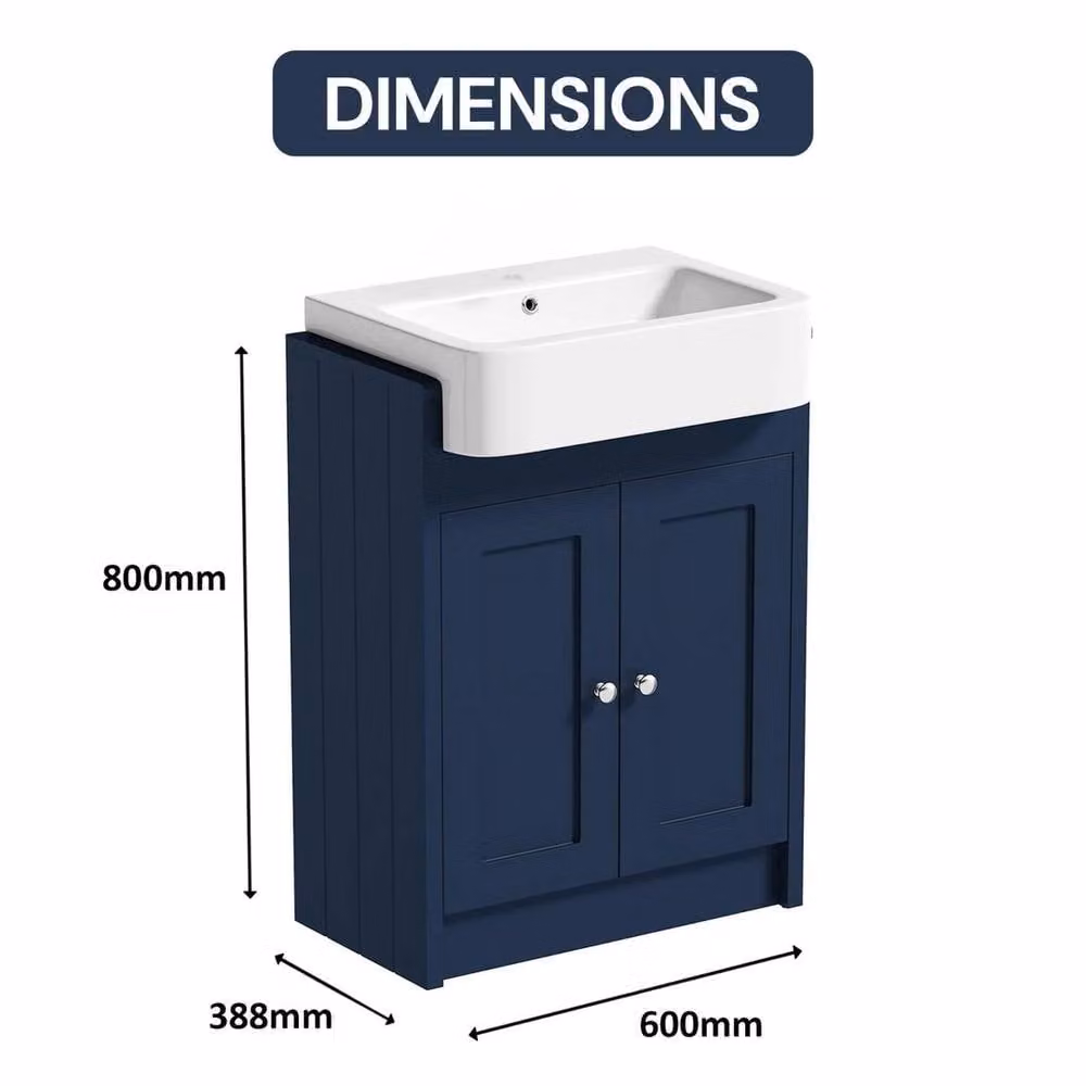FORGEVIO Blue Glossy Modern Floor-Standing Bathroom Cabinet with Internal Shelves – 2