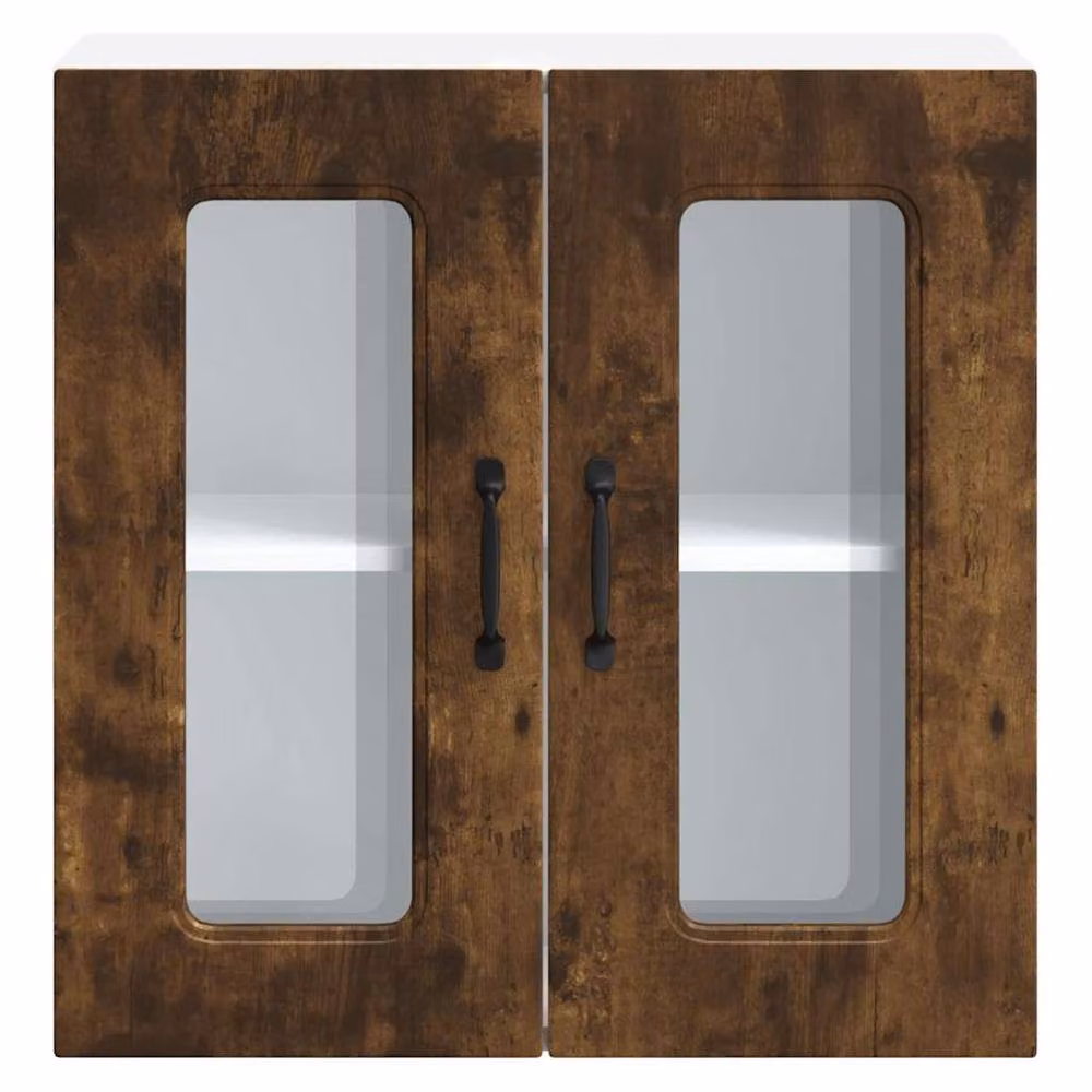 Berkfield Home Kalmar Kitchen Wall Cabinet with Glass Doors in Smoked Oak Brown, W/D/H: 60 x 31 x 60 cm – 5