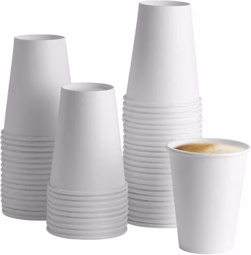 ECONX White Single Wall Disposable Paper Cups for Hot and Cold Drinks, 354ml, 100 Pack