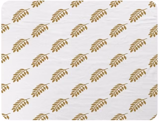 Benjamin Tate Design Gold Leaf Pattern Fleece Blanket in Gold, Beige and White, W/D/H: 120 x 150 cm – 2
