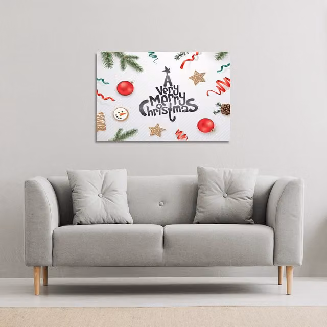 Benjamin Tate Design LTD Christmas Greeting Design Gallery Canvas in Brown and Multicolour, W: 77 cm, H: 51 cm